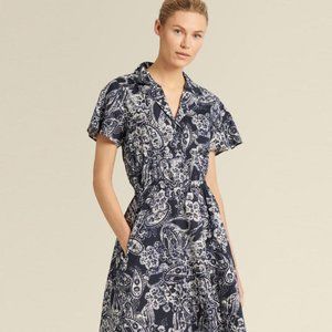Donna Karan Button Front Paisley Print Dress